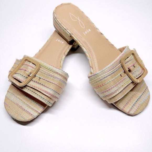 Joie "Claire" Buckle & Pastel-Stitching Detail Slip-On Sandals. Size 6.5 - Picture 1 of 8
